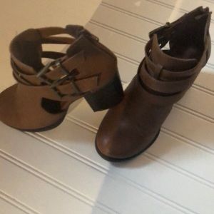 Brown shoes wedges